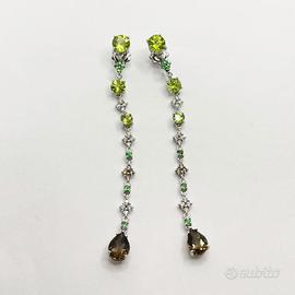 Orecchìni oro18kt diamanti tormaline