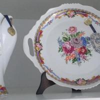Vaso + Vassoio Decorativo fine porcellana Limoges