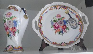Vaso + Vassoio Decorativo fine porcellana Limoges