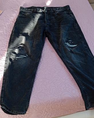 Jeans Lunghi Uomo Scuri Strappati Terranova