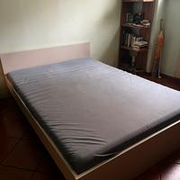 Struttura letto con testiera, beige chiaro