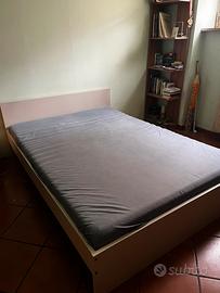 Struttura letto con testiera, beige chiaro