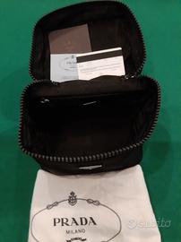 Prada beauty case tessuto saffiano nero nuovo