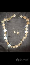 Parure collana e orecchini in madreperla vintage