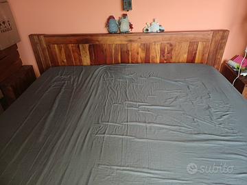 Letto matrimoniale  in legno massello sheesham- co