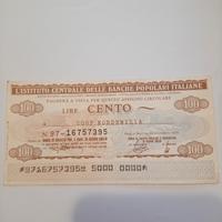 assegni 100 lire BPI 1976