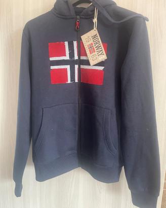 NORWAY 1963 FELPA CON CAPPUCCIO E CERNIERA L & XL
