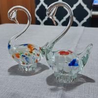 Coppia di cigni in vetro decorati – ottime condizi
