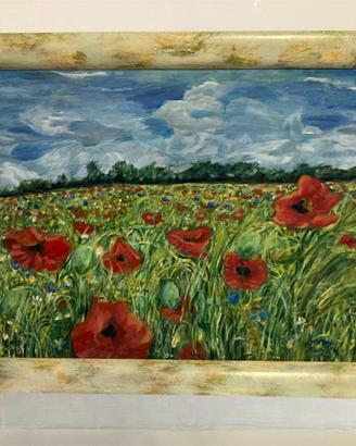 Quadro Papaveri su tela 80x60-cornice artigianale