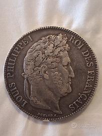  Numismatica: 5 Franchi 1834 T - Luigi Filippo I -