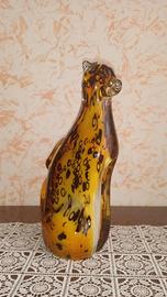 Scultura leopardo in vetro sommerso di Murano