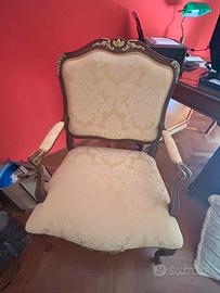 sedia poltrona in stile barocco tessuto damascato