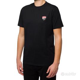 T-shirt da uomo nera con logo in gomma Ducati Cors