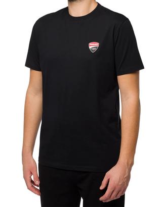 T-shirt da uomo nera con logo in gomma Ducati Cors