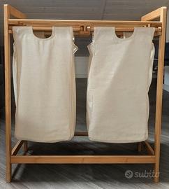 Set Bagno: Cesto Biancheria+Scaffale+Portaoggetti