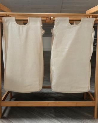 Set Bagno: Cesto Biancheria+Scaffale+Portaoggetti