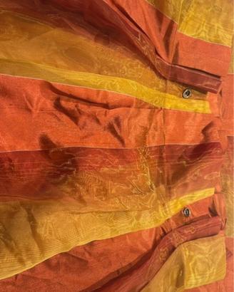 Tenda pura seta a righe arancio e corallo