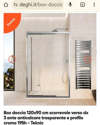Box doccia 120x90 h195 vetro temperato