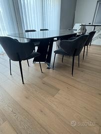 Tavolo Design 110x240 Ceramica + 6  Poltroncine