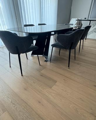 Tavolo Design 110x240 Ceramica + 6  Poltroncine