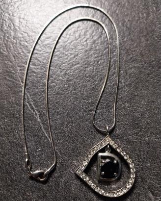 Girocollo a goccia con D e strass bigiotteria