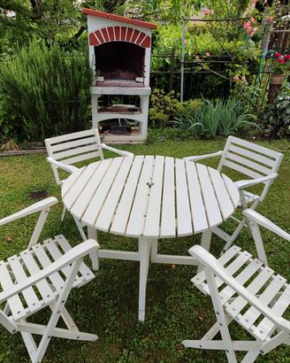 tavolo sedie giardino Reguitti  legno bianco 