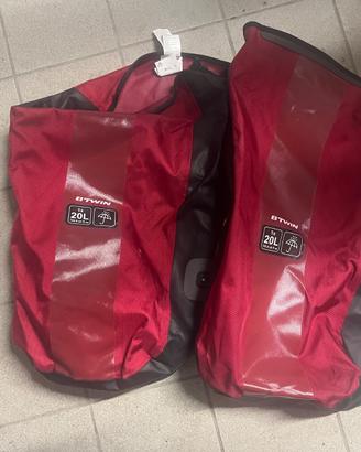 Porta pacchi laterali da bici, rossi. 20L - Btwin