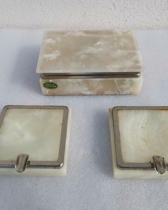 Posacenere e portasigarette in pietra onice 