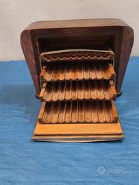 SCATOLA VINTAGE PORTASIGARETTE IN LEGNO E ARGENTO 