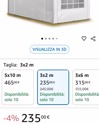 gazebo 3x2 usato solo la scorsa