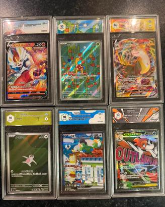 Lotto 6 carte Pokemon Gradate graad 10 9.5