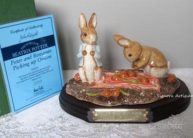 Rara Grande Statuetta Beatrix Potter. Peter Rabbit