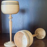 Coppia calici ornamentali legno Erzgebirge