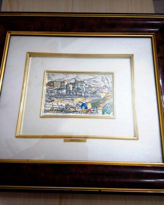 Quadro Roma sparita Isola Tiberina 43x38 ARG e ORO