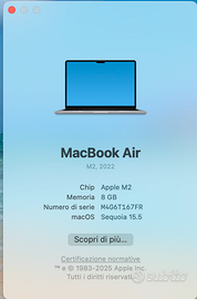 Mac book air 13.6” Apple M2