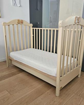 Lettino/culla in legno con funzione dondolo, spond