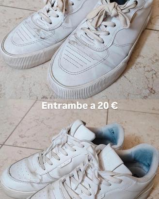 2 paia di sneakers bianche tg.43 (vestono 44)