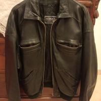 Giubbotto in vera pelle nera Versace
