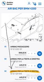 Airbag a tendina bmw 420 d