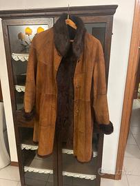 Cappotto vintage donna in pelle scamosciata