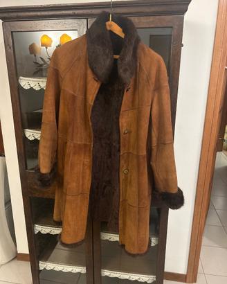 Cappotto vintage donna in pelle scamosciata