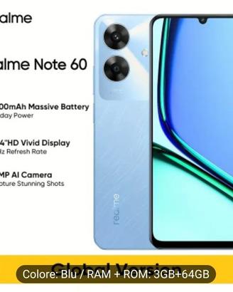 Realme Note 60 3GB+64GB 4G LTE, Versione Globale