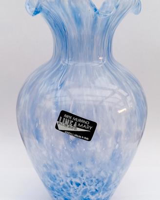 Vaso in vetro di Murano soffiato fatto a mano, blu