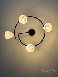 Lampadario anticato spirale con 4 luci regolabili