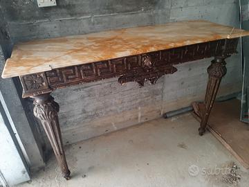 Consolle in legno con piano in marmo  - Stile 