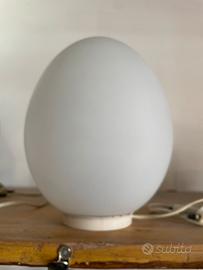 Coppia lampade uovo vetro opalino anni 70 vintage