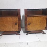Coppia di Comodini d'epoca in legno Rustico Camera