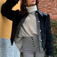 Giubbino pelle e pelliccia lapin nero nuovo