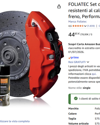 vernice per pinze freni rosso corsa