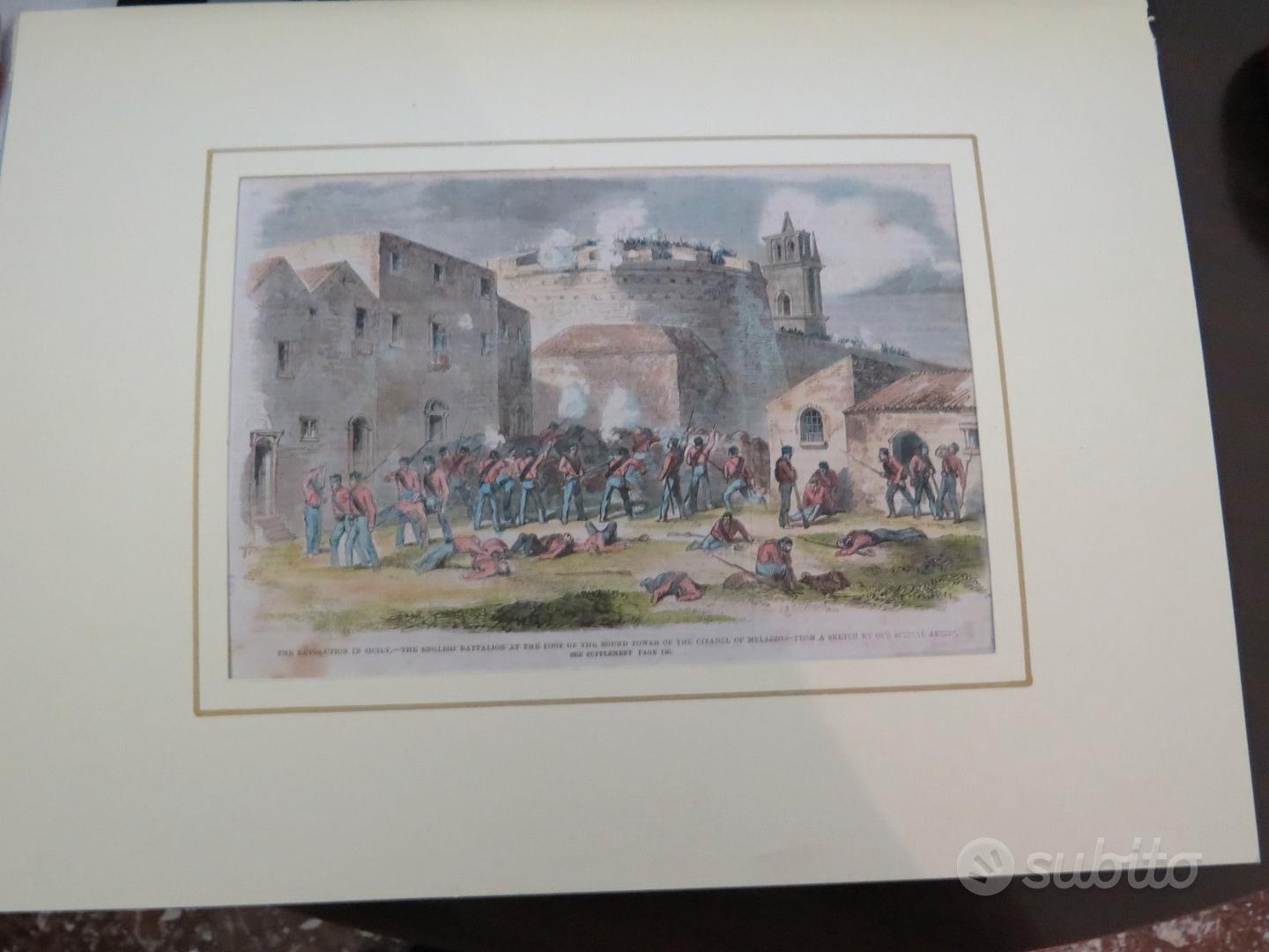 5 Stampe Originali del 1860 Battaglia di Milazzo Collezionismo In